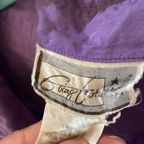 Silk Purple Vintage Button Down Blouse - Picture 4 of 5